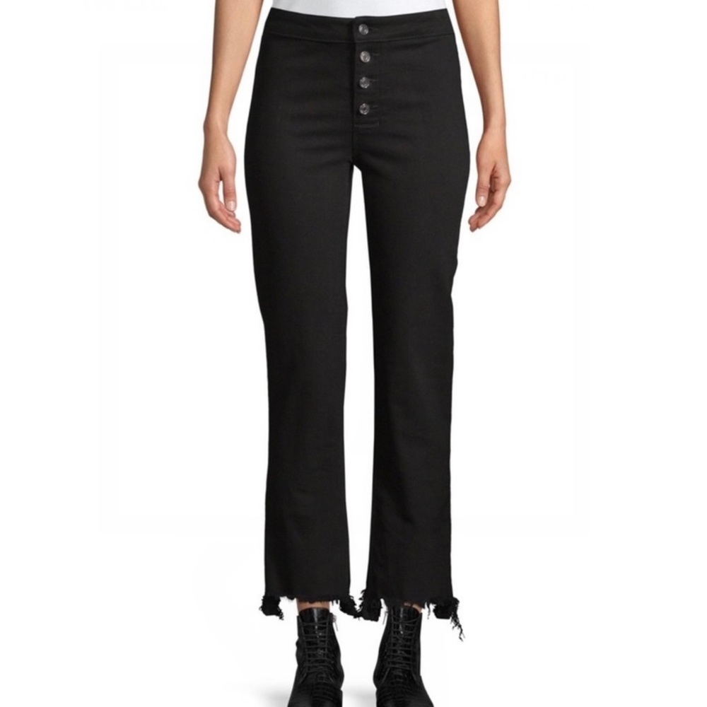 NEW RTA BLACK DISTRESSED BUTTON FRONT JEANS - Picture 1 of 7